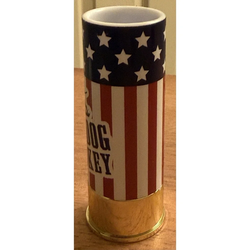 Bird Dog Whiskey Shot Glass American Flag‎ 12 Gauge Shotgun Shell Plastic